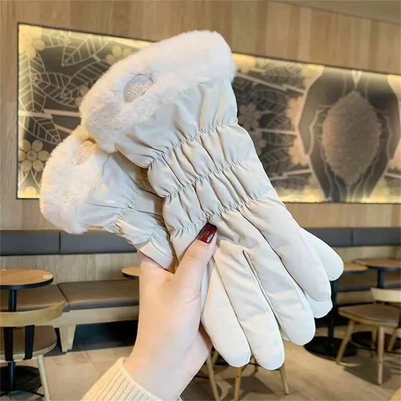 Women's Winter Ski Gloves – Thick Fleece-Lined Waterproof Touchscreen Gloves