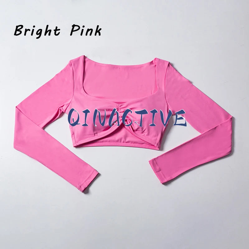 QINACTIVE Women’s Long Sleeve Yoga Crop Top