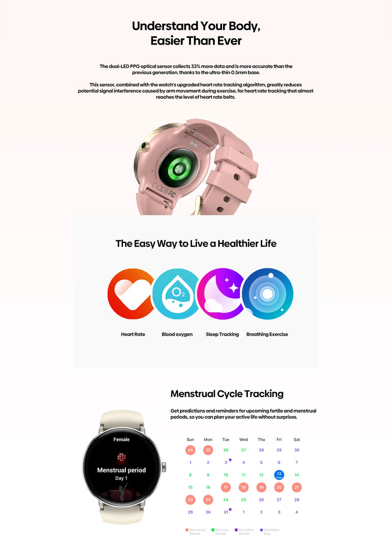 NEW 2025 Zeblaze Lily 2 Voice Calling Female Smartwatch