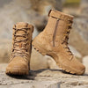 Men's Cowhide Leather Hiking Boots – Waterproof Outdoor Shoes with Side Zipper & Lace-Up Design