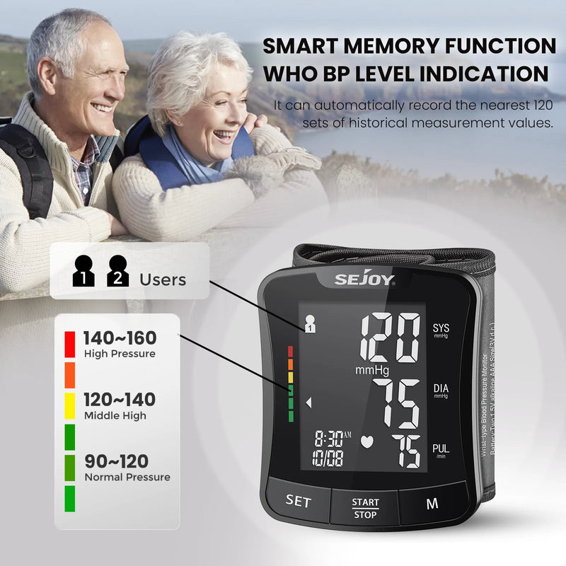 SEJOY Electronic Blood Pressure Monitor Wrist Cuff