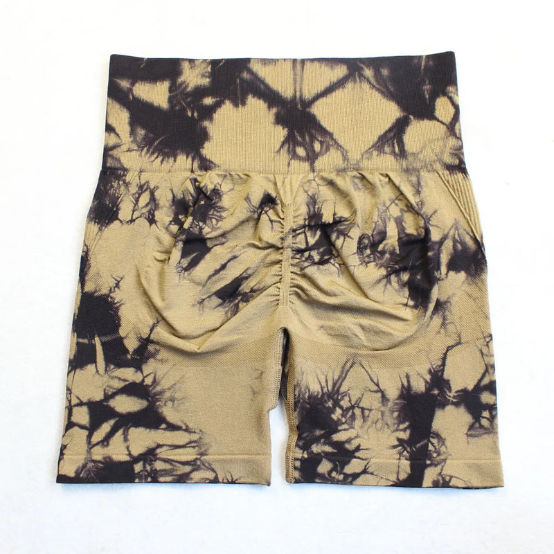 Seamless Tie Dye Push Up Yoga Shorts for Women: