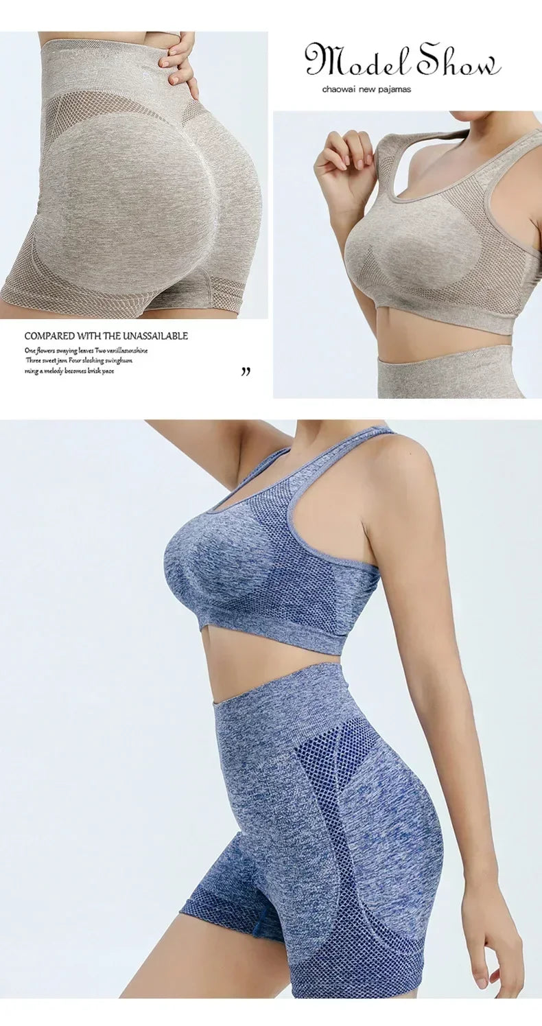 Yoga Set Gym Shorts Women Sport Bras and Workout Tops