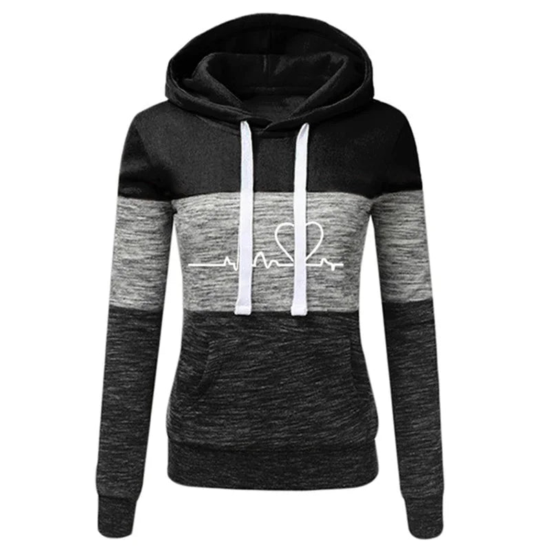 Women’s Printed Color Block Hoodie & Sweatpants Set