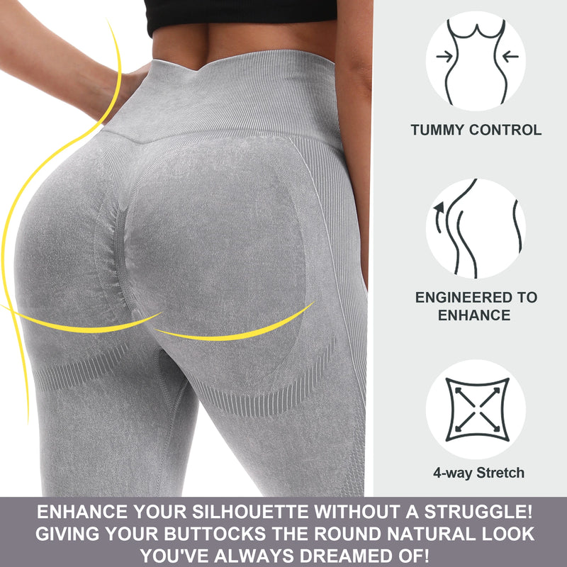 2 Pack Women’s High Waisted Seamless Butt Lifting Yoga Leggings