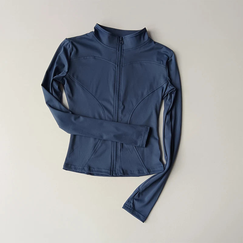 Women’s Slim Fit Zip-Up Yoga Jacket – Quick Dry Fitness Top