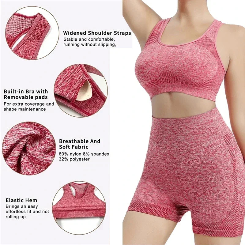 Yoga Set Gym Shorts Women Sport Bras Workout Tops: