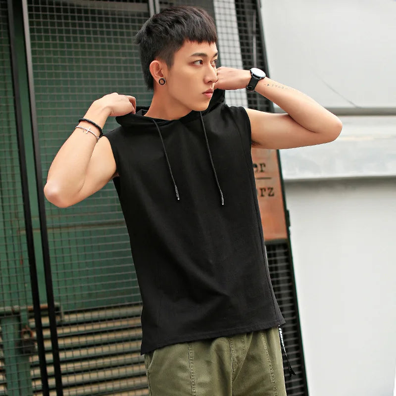 New Men’s Fashion Sportswear Hooded Sleeveless T-Shirt