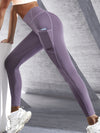 Solid Color High Waist Leggings with Side Pockets – Women's Push-Up Yoga & Fitness Pants