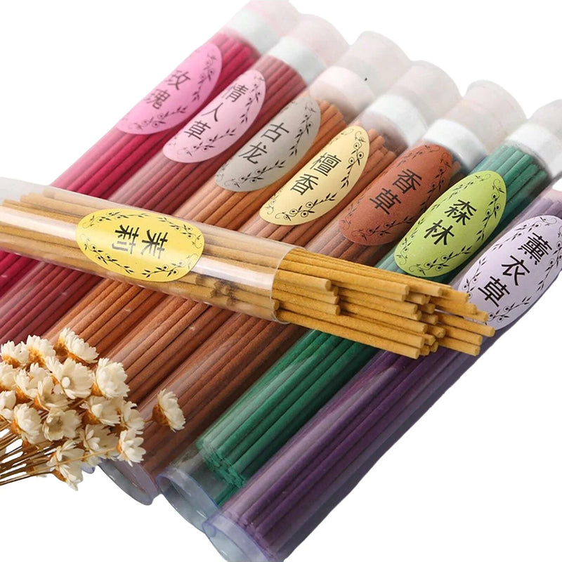 50Pcs/Box Natural Incense Sticks (Jasmine & Lavender Scented):