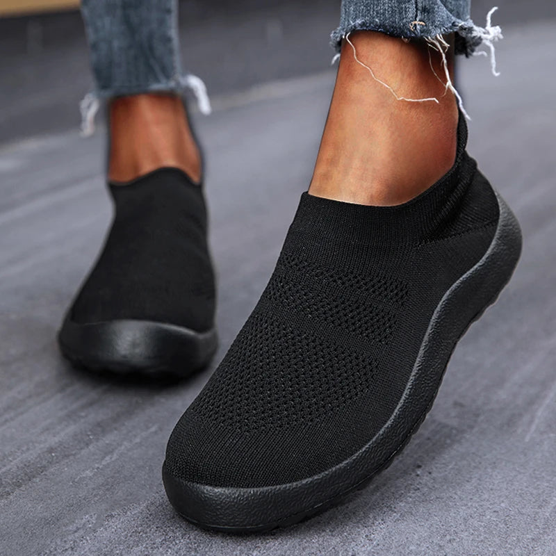 Women's Slip-On Sport Sneakers – Breathable Lightweight Running & Walking Shoes