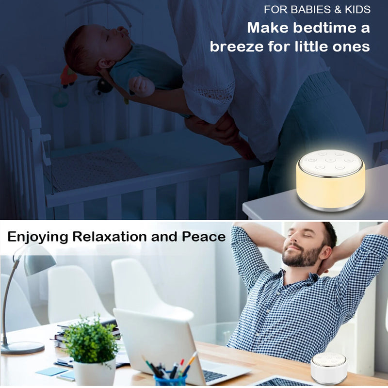 White Noise Sleep Machine with Night Light for Babies and Adults