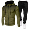 Men's Printed Tracksuit Set – Zip-Up Hooded Sweatshirt & Jogger Pants