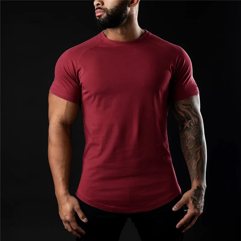 Plain Gym T-shirt Men Summer Fitness Clothing