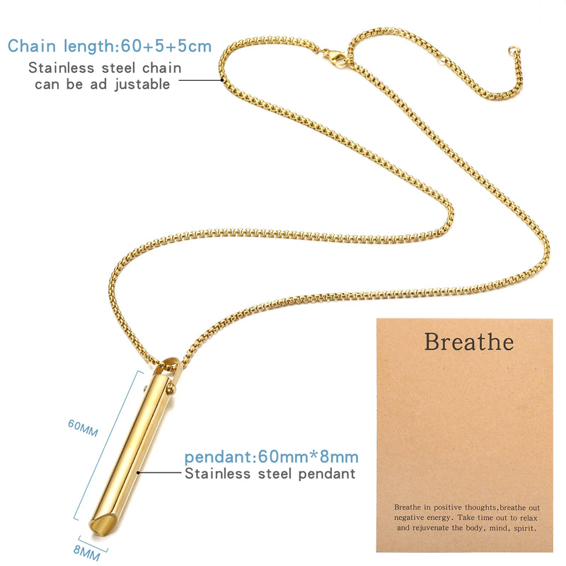 Stainless Steel Mindful Breathing Necklace - Anxiety Relief