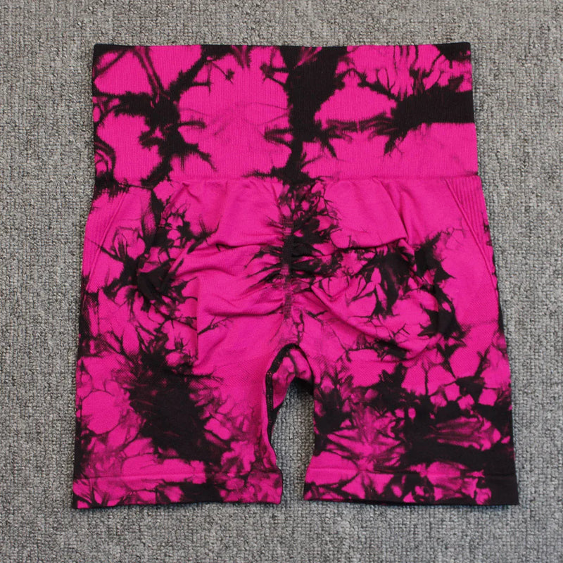 Seamless Tie Dye Push Up Yoga Shorts for Women: