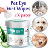 130PCS Pet Eye Wipes for Dogs & Cats – Gentle Tear Stain Cleaning Pads