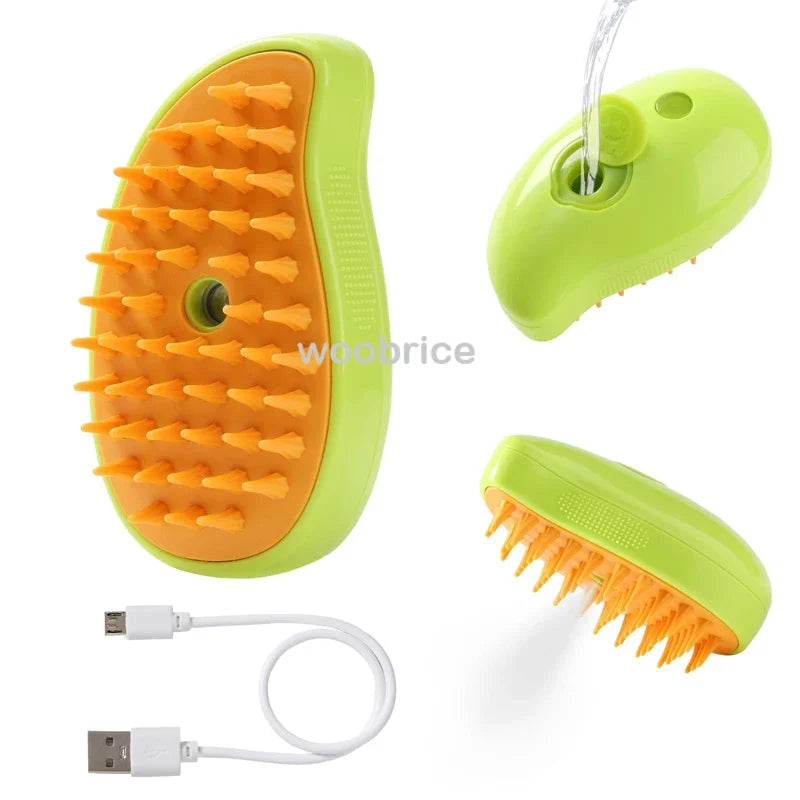 3-in-1 Electric Pet Steam Brush – Grooming, Detangling & Massage Tool