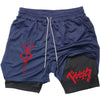 Anime Berserk Men’s 2-in-1 Performance Shorts – Compression Gym Workout Shorts with Pockets