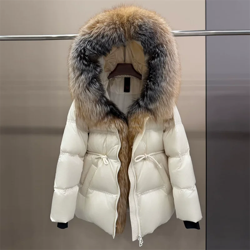 Women’s Winter Down Jacket – Thick Warm Goose Down Coat with Detachable Fur Collar Hood