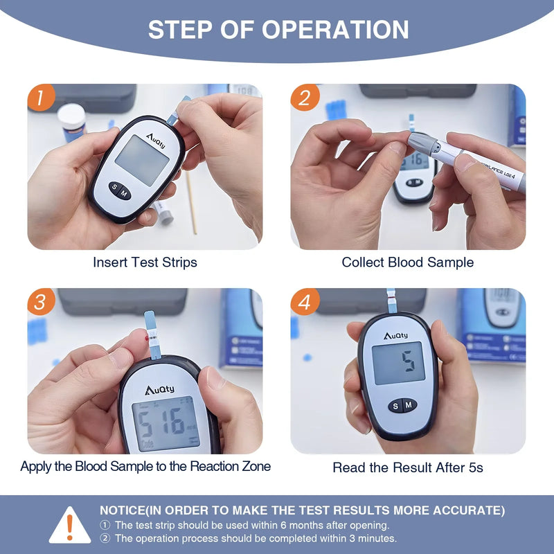 Blood Glucose Meter with Individually Wrapped Glucose Test Strips Glucometer Kit