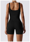 Seamless Square Neck Threaded Shorts Jumpsuit – Women’s Fitness & Yoga Bodysuit