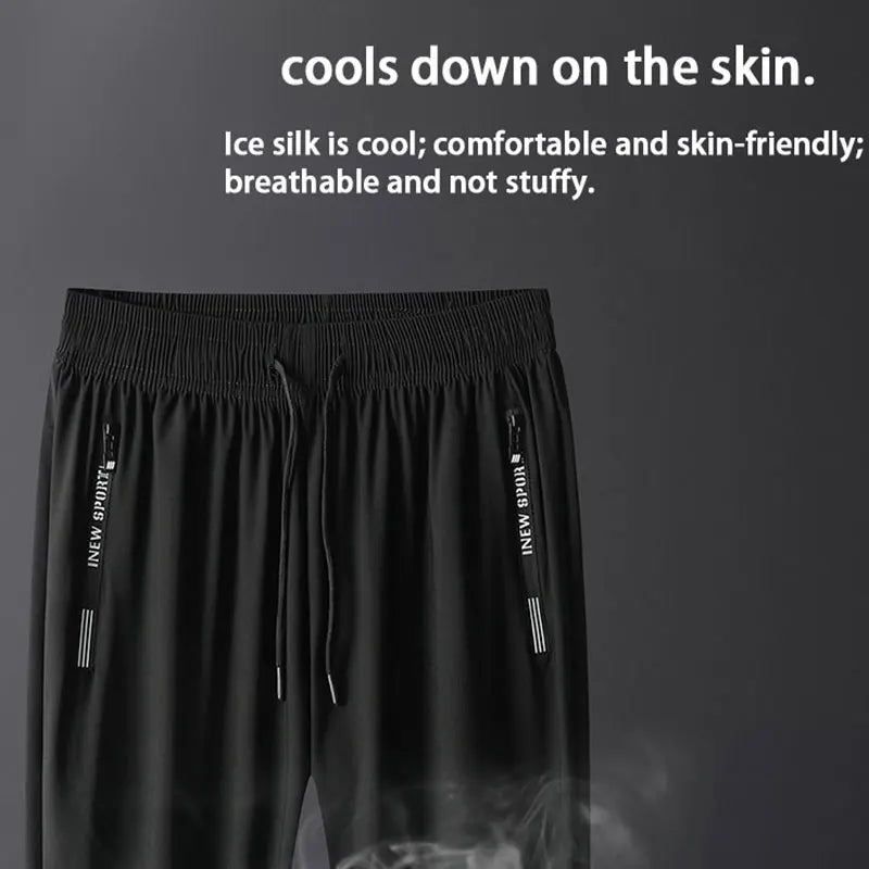 Men's Quick-Dry Running Pants with Zipper Pockets for Sports and Outdoor Activities