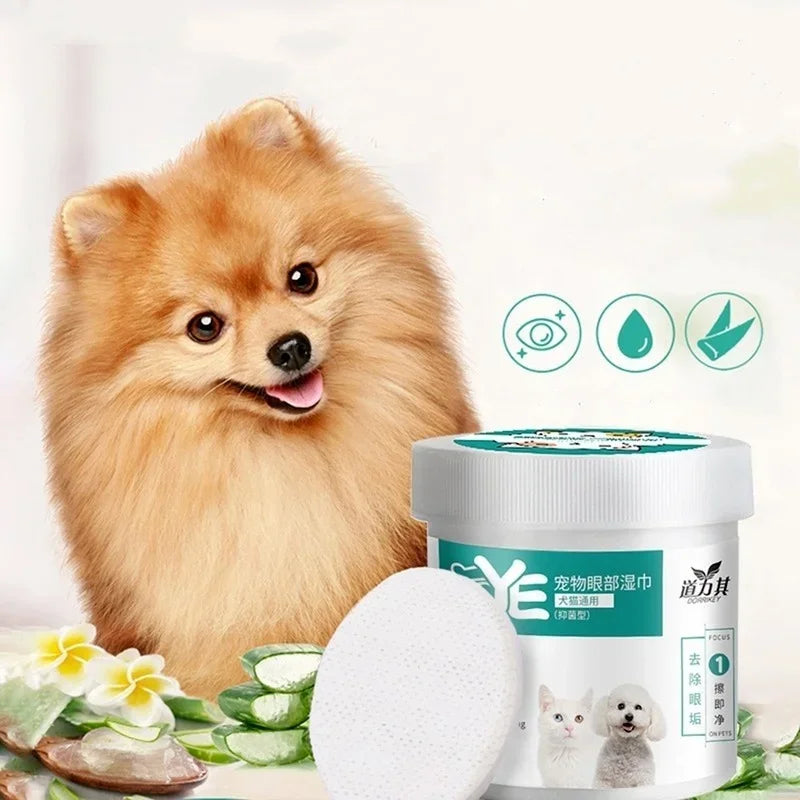 130PCS Pet Eye Wipes for Dogs & Cats – Gentle Tear Stain Cleaning Pads