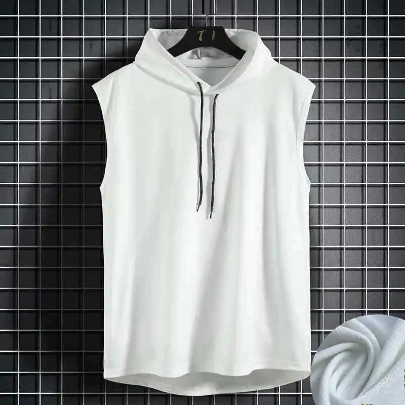 Men’s Lace-Up Hooded Sleeveless Vest – Hip-Hop Sports Tank Top