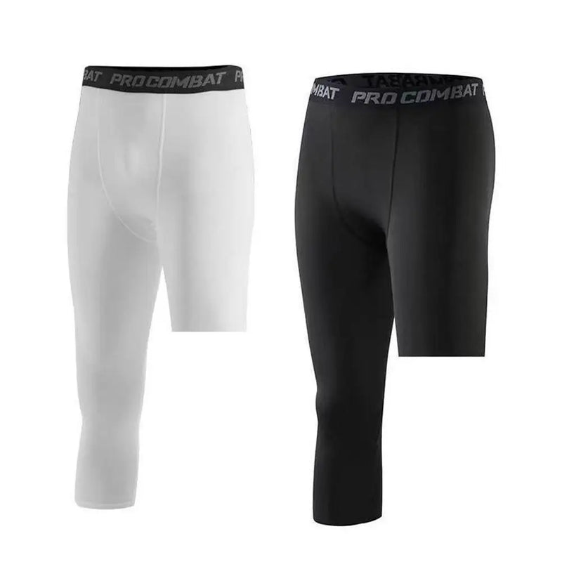 Men's One Leg Compression Leggings – Base Layer Cropped Sports Tights for Running & Basketball
