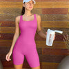 Seamless Square Neck Threaded Shorts Jumpsuit – Women’s Fitness & Yoga Bodysuit