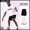 Men’s Knee-Length Basketball Shorts – Striped Mesh Athletic Training Shorts