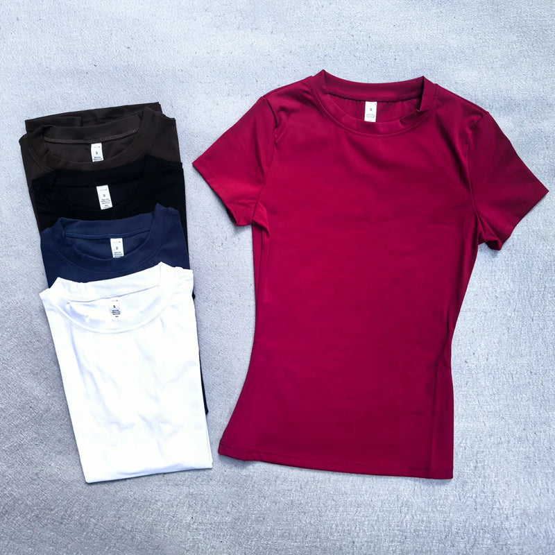 Women’s Seamless Yoga Top – Short Sleeve Sports T-Shirt for Gym, Running & Fitness