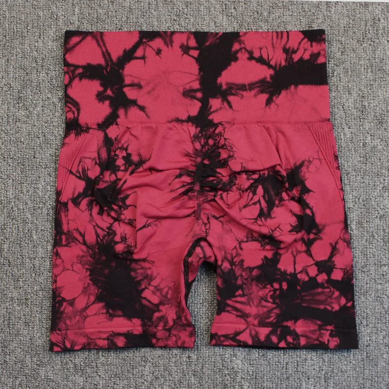 Seamless Tie Dye Push Up Yoga Shorts for Women: