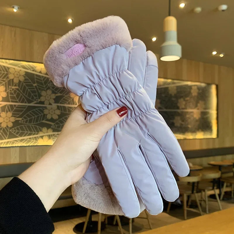 Women's Winter Ski Gloves – Thick Fleece-Lined Waterproof Touchscreen Gloves