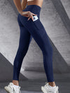 Solid Color High Waist Leggings with Side Pockets – Women's Push-Up Yoga & Fitness Pants