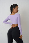QINACTIVE Women’s Long Sleeve Yoga Crop Top