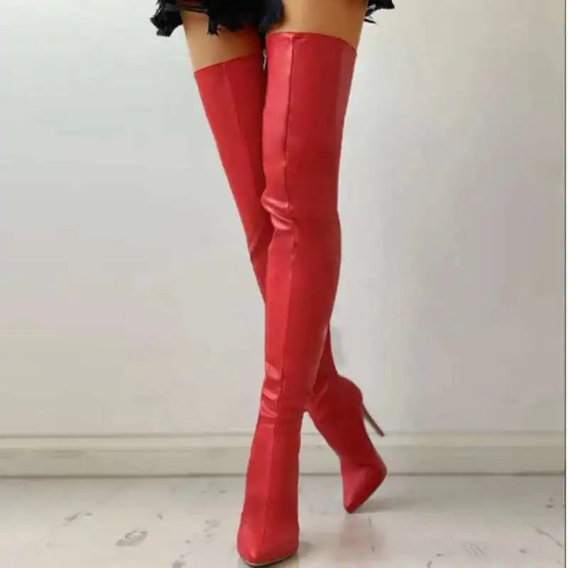 Women's Over-the-Knee High Heel Boots – 11cm Heels with Back Zipper, Sizes 40–46